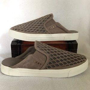 New DKNY Suede And Mesh Closed Toe Mules